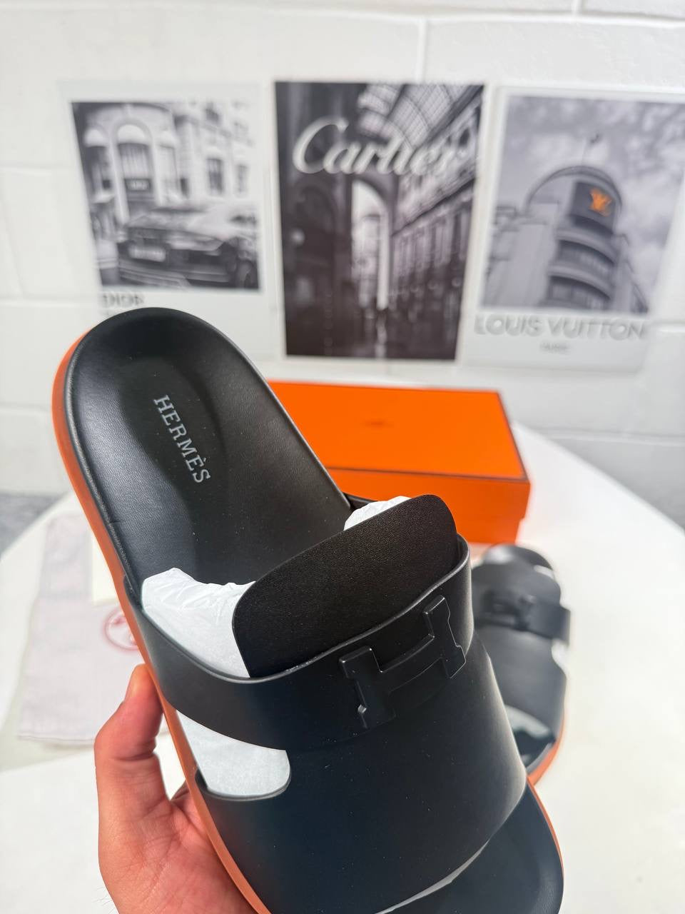 HRMS SANDALS BLACK LEATHER