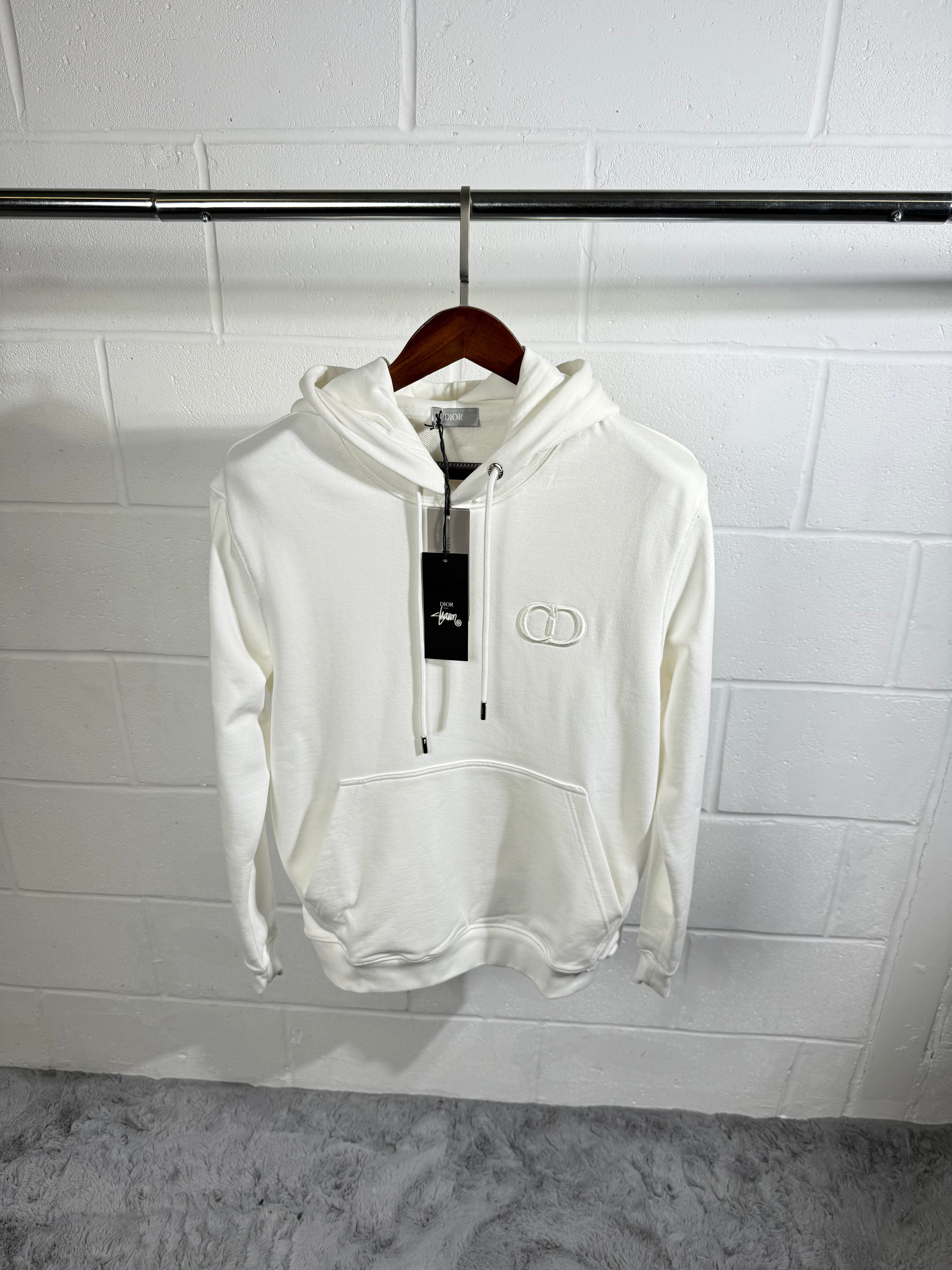 Sweat à capuche blanc avec logo CD