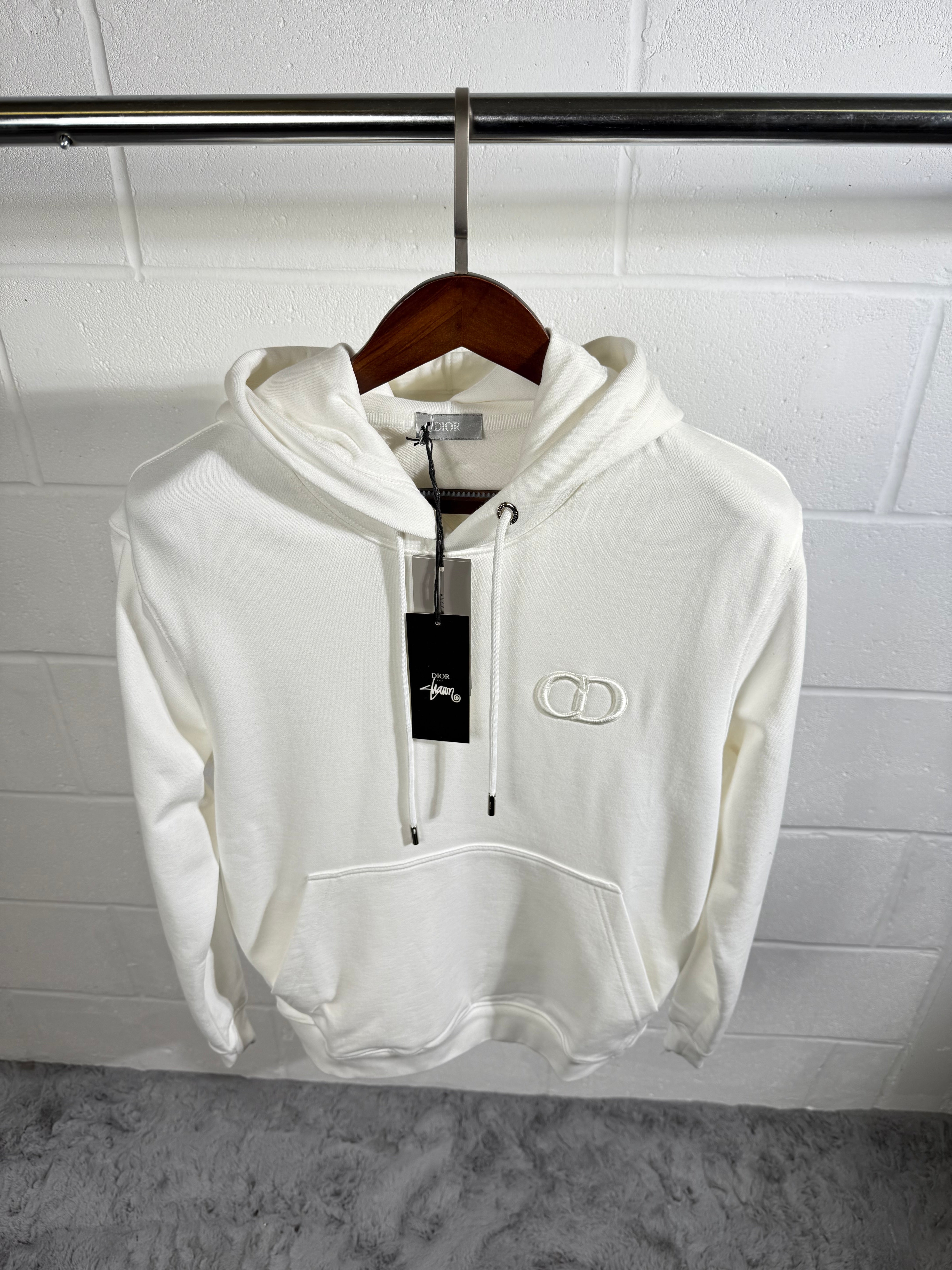 Sweat à capuche blanc avec logo CD