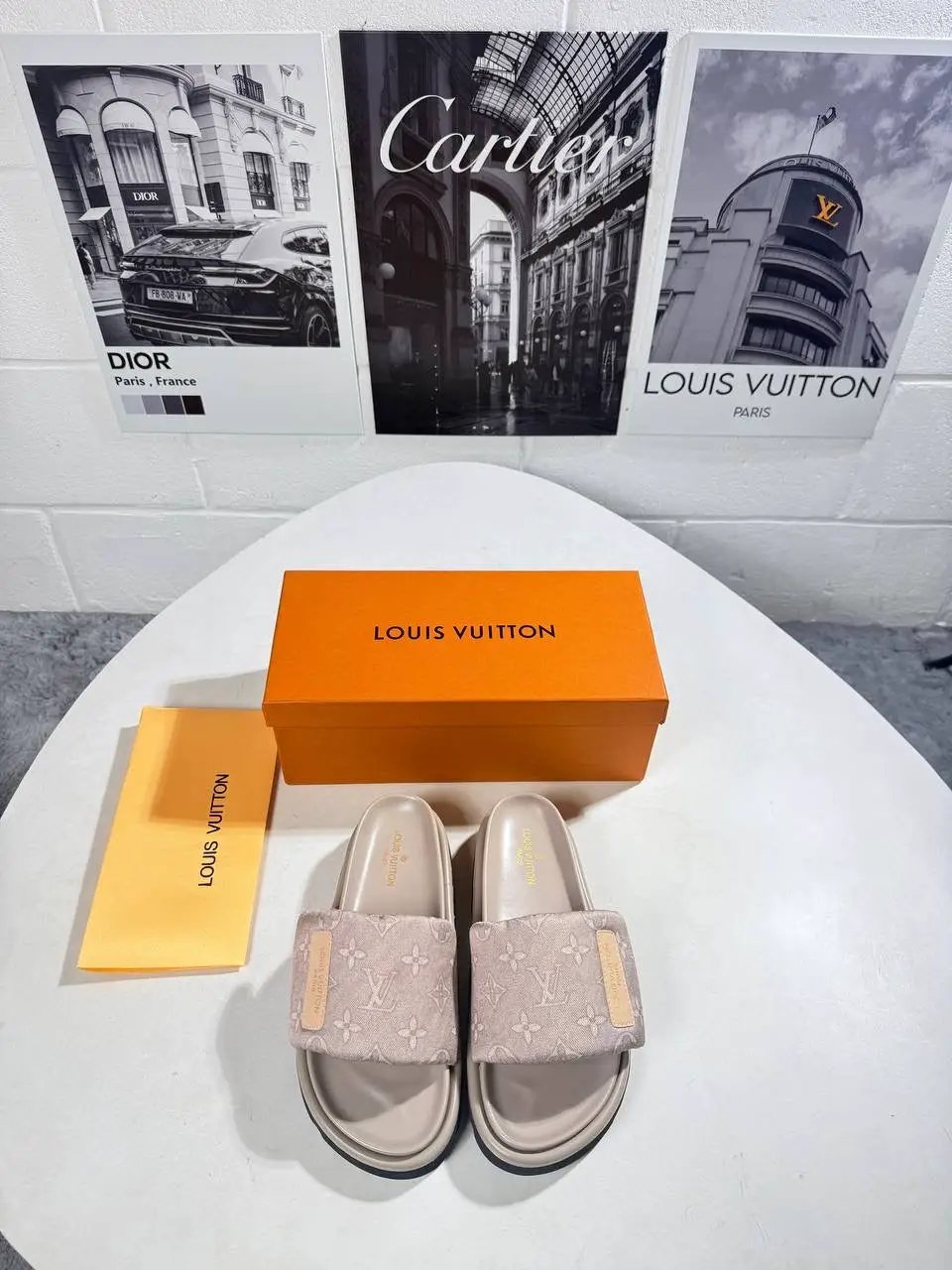LVE BEIGE SLIDES WOMENS Stock supplier