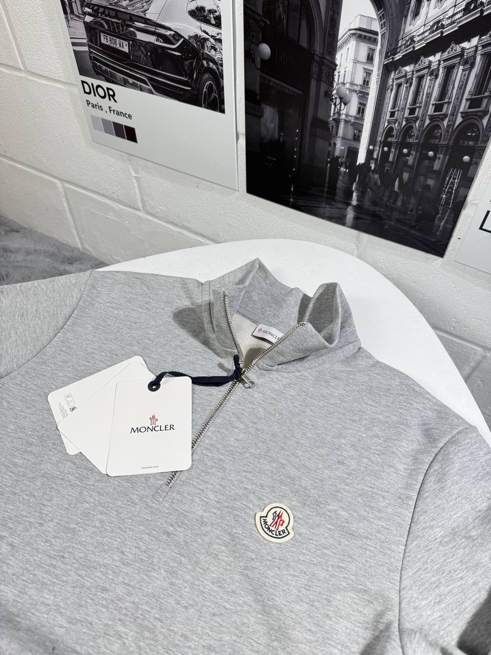 MNCLR HALF ZIP UP LIGHT GREY