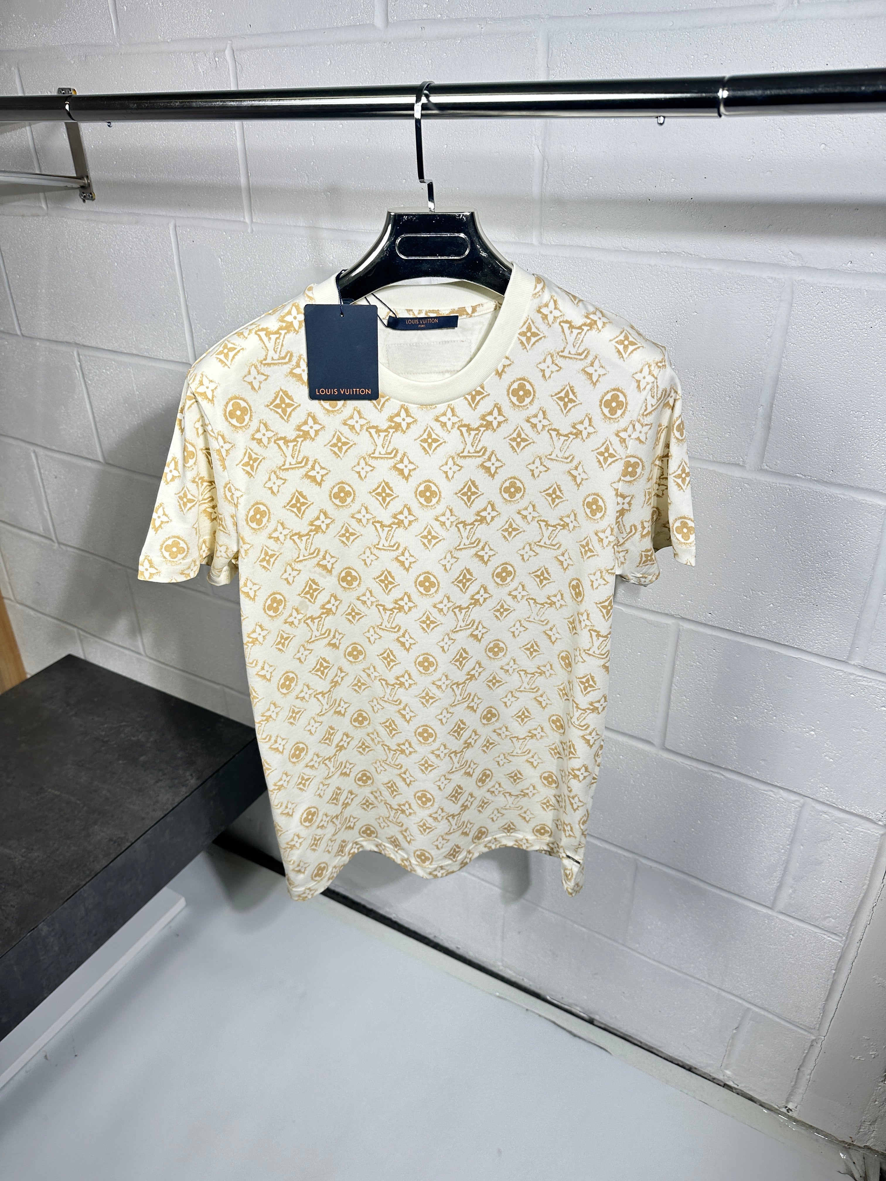 T-shirt beige à logo LV