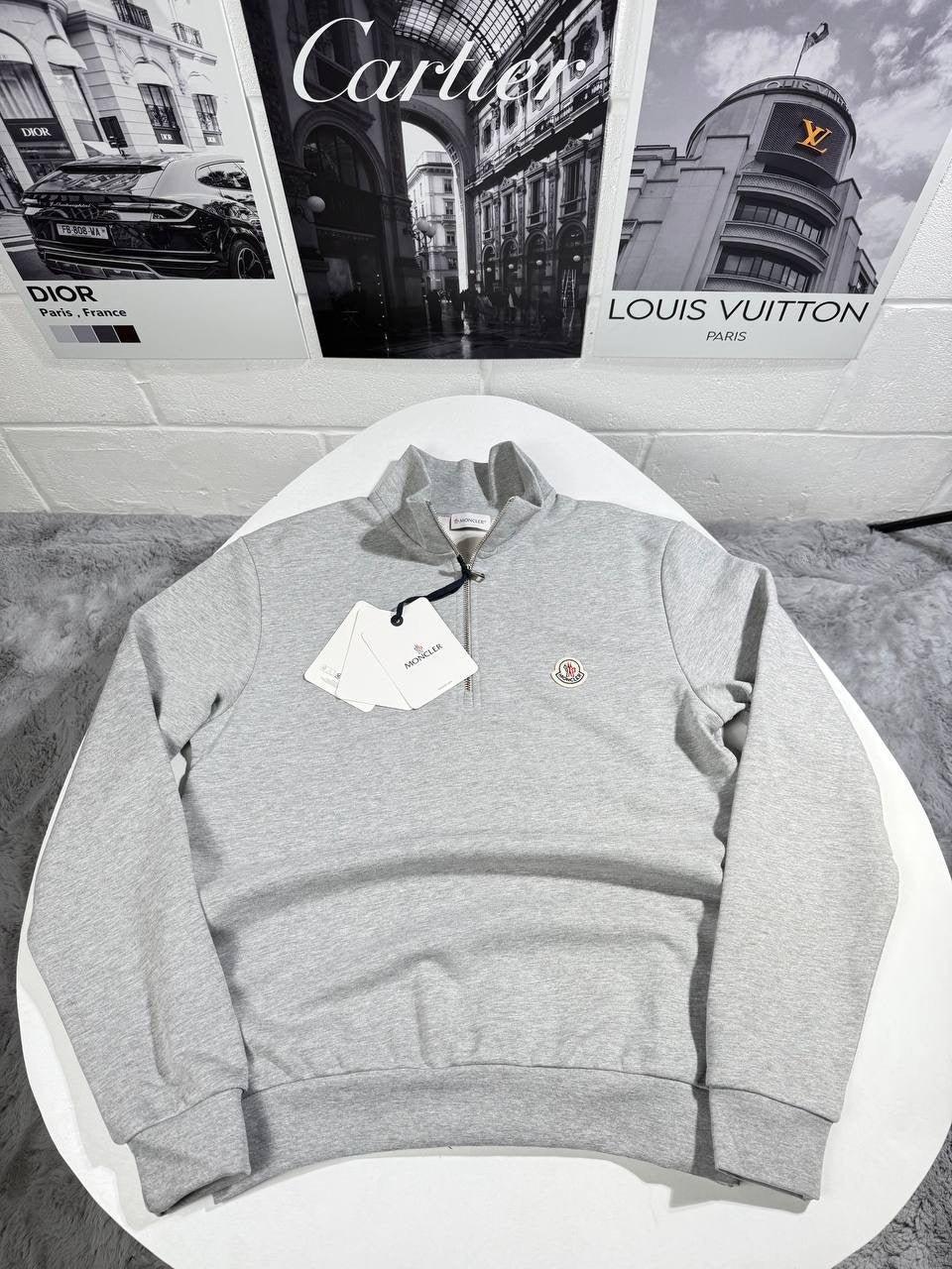 MNCLR HALF ZIP UP LIGHT GREY