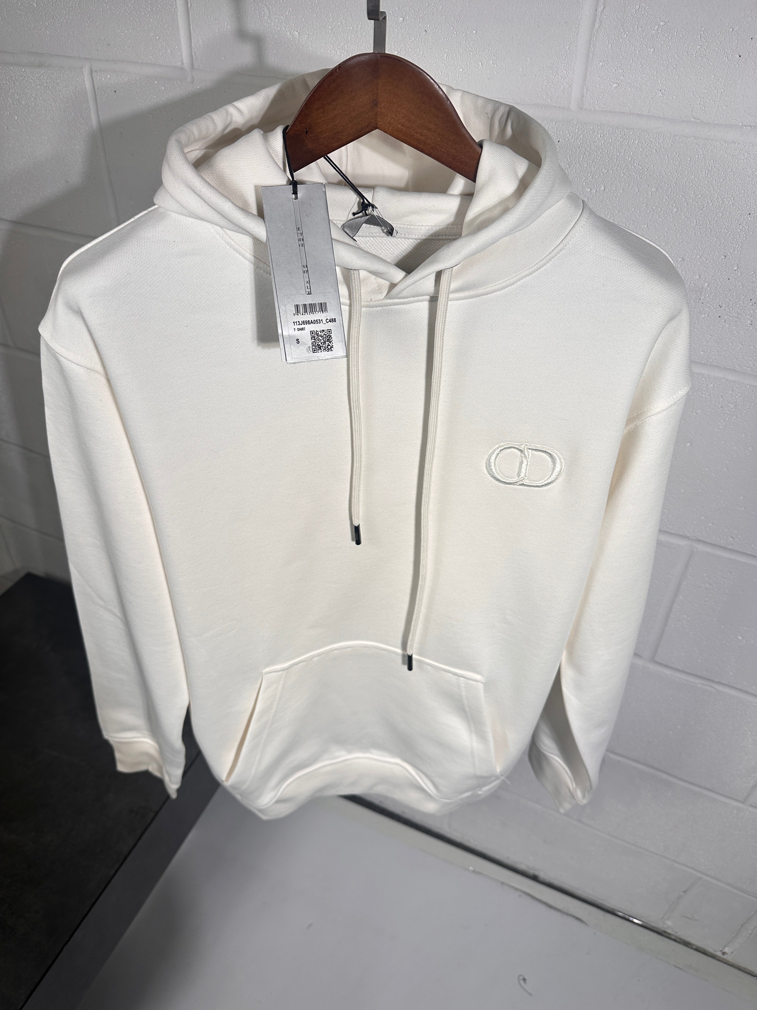 Sweat à capuche Dior CD blanc