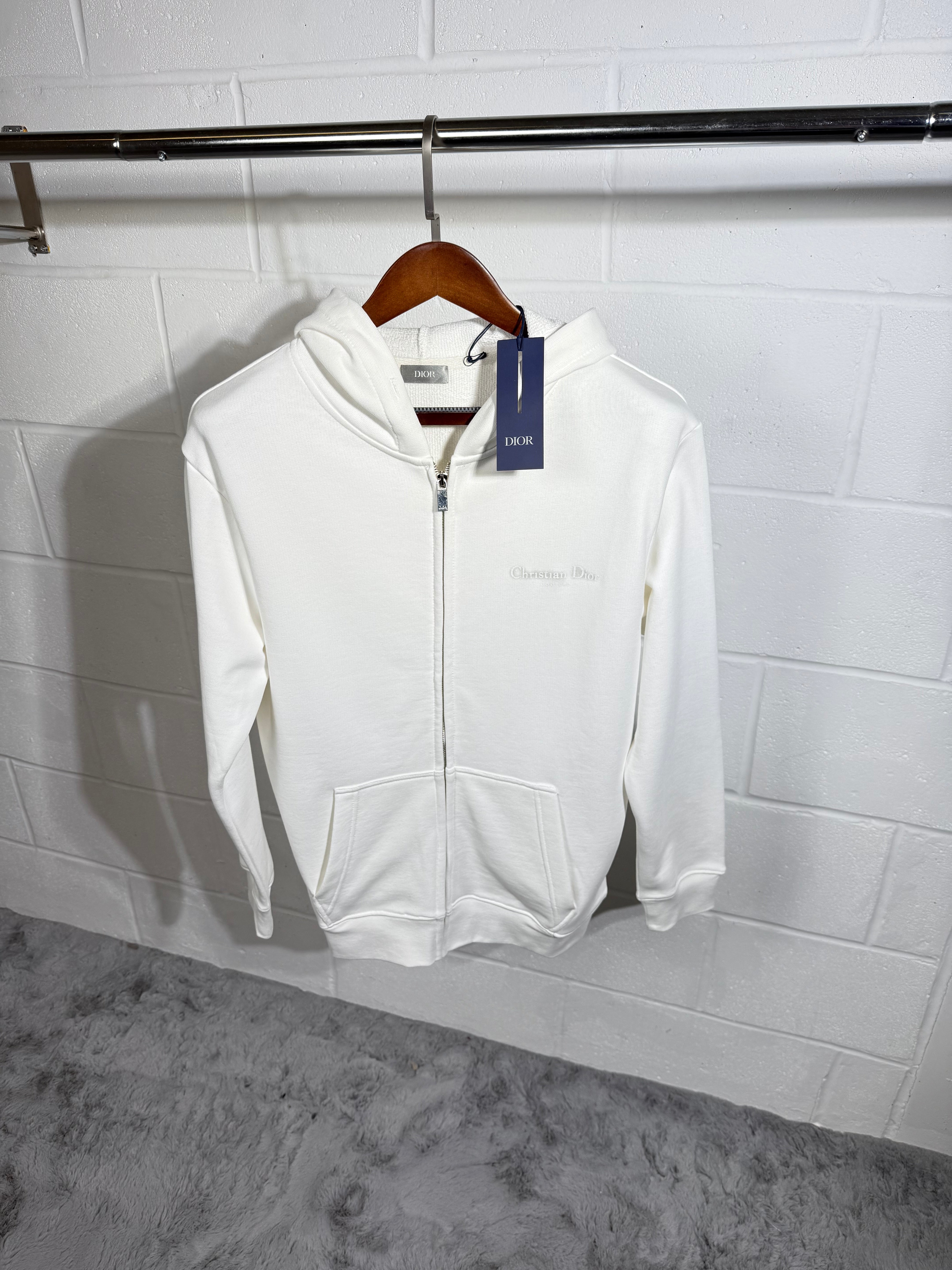 Sweat à capuche zippé CD blanc