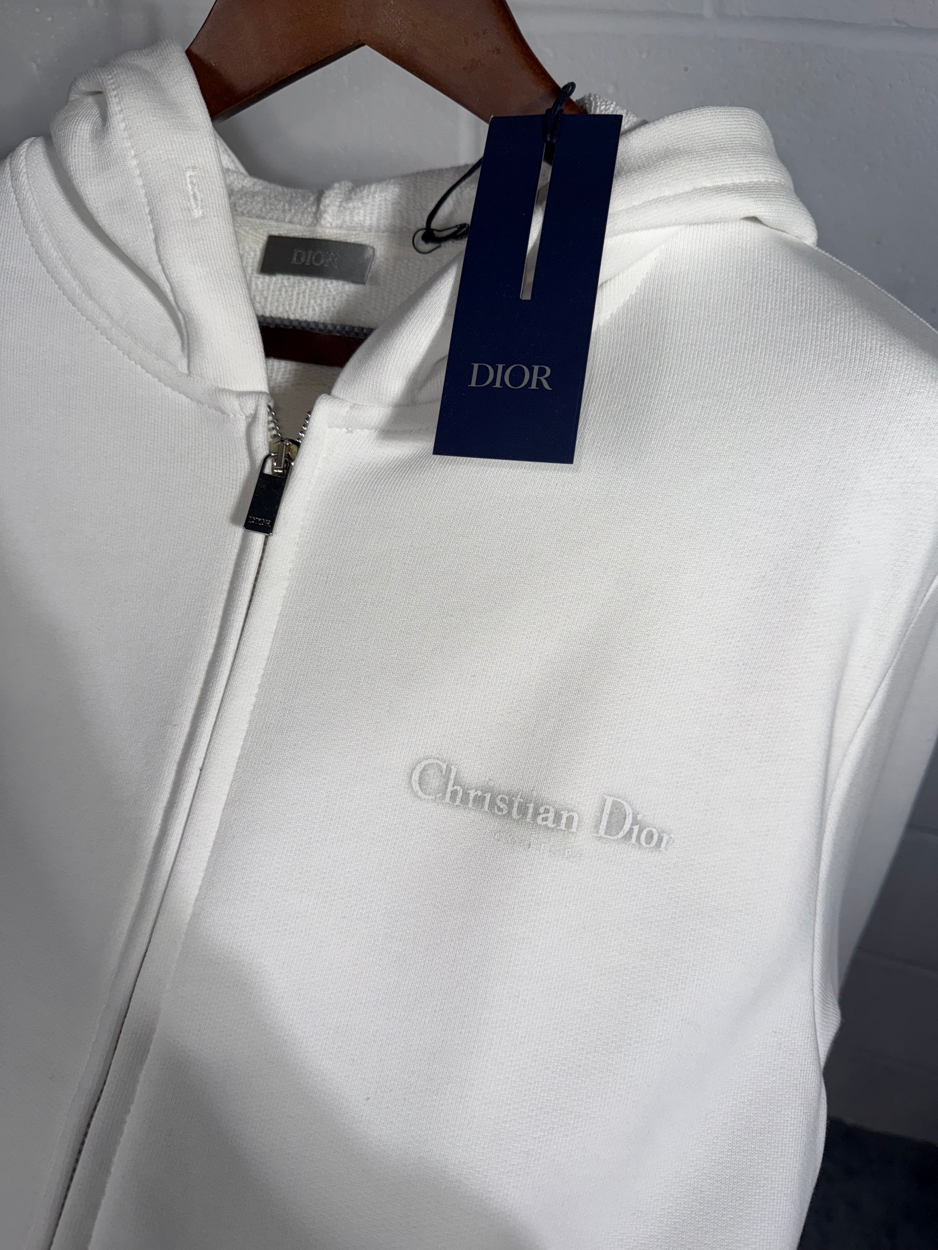 Sweat à capuche zippé CD blanc