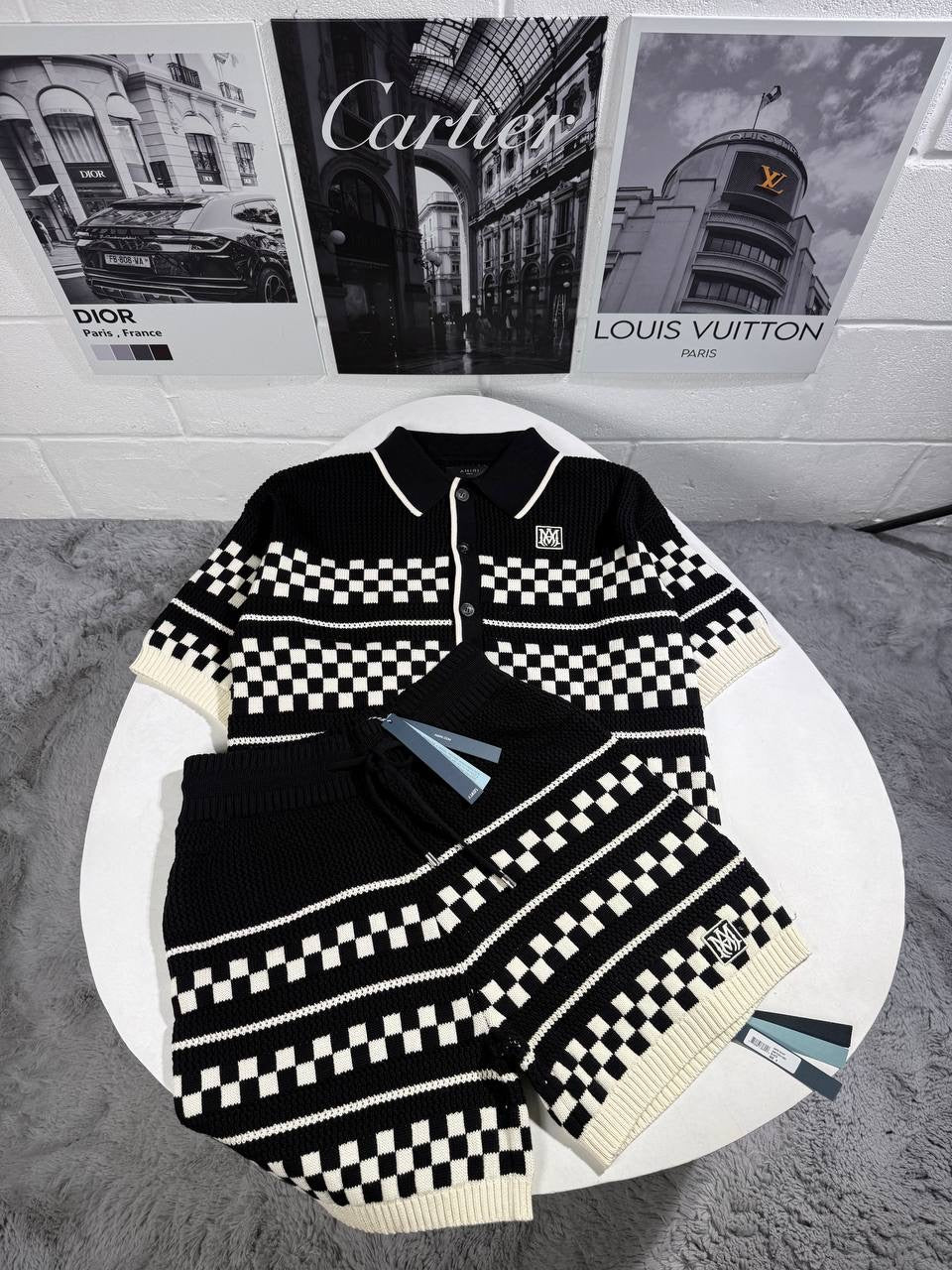 MIRI CHECKERED KNITTED SHORTSET