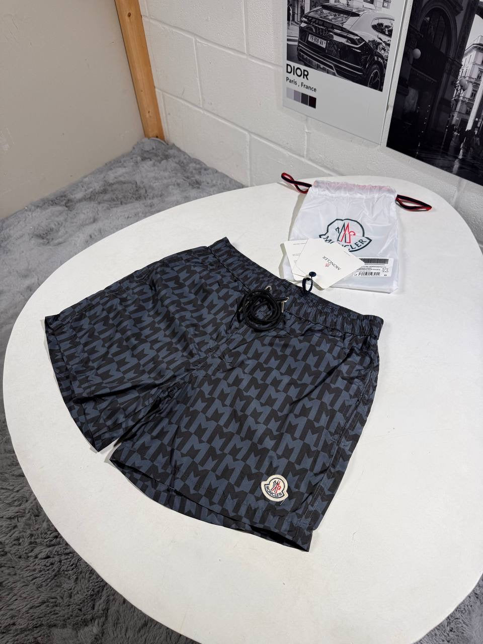 MNCLR MONOGRAM PRINT SWIM SHORTS BLACK