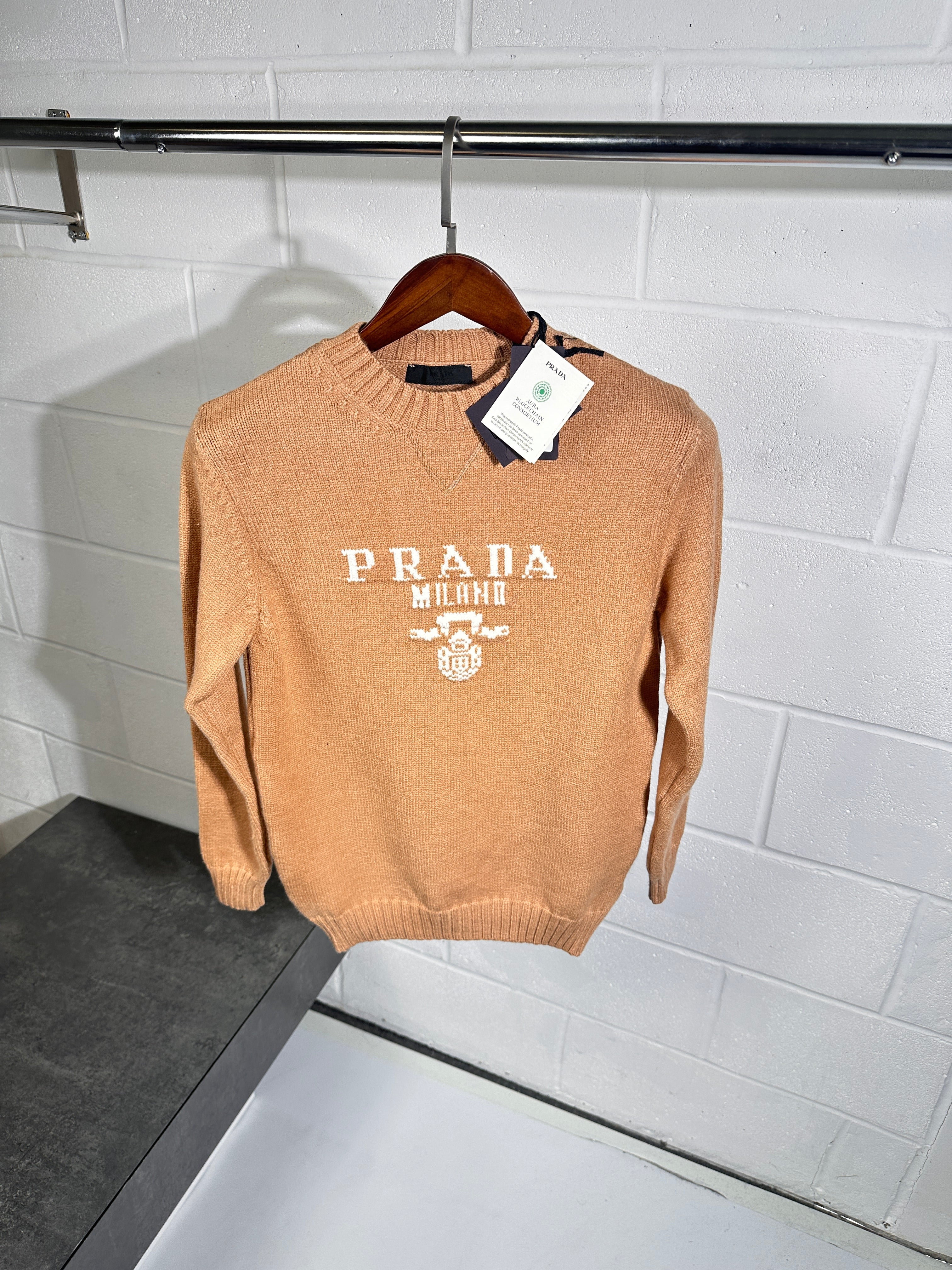 Pull en maille beige Prada