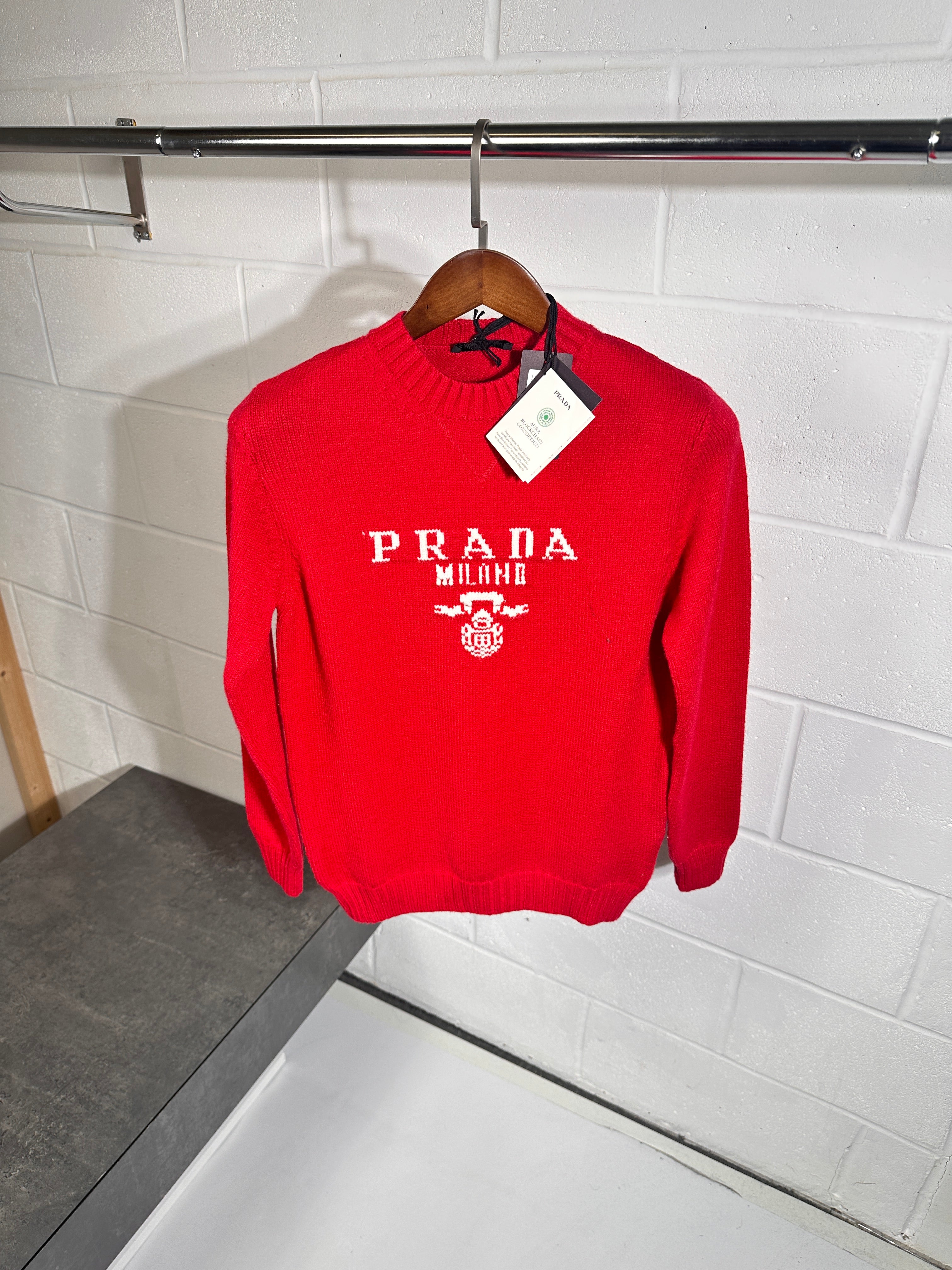 Pull en maille Prada Rouge