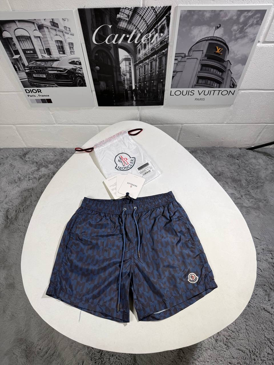 MNCLR MONOGRAM PRINT SWIM SHORTS NAVY