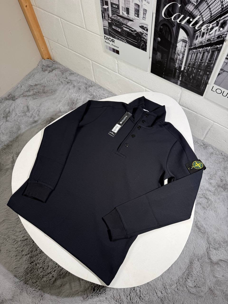 SI BUTTON COLLOR SWEATSHIRT NAVY