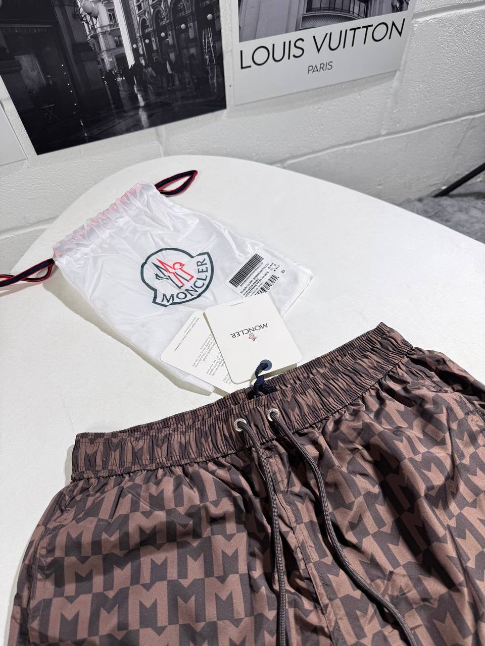 MNCLR MONOGRAM PRINT SWIM SHORTS BROWN