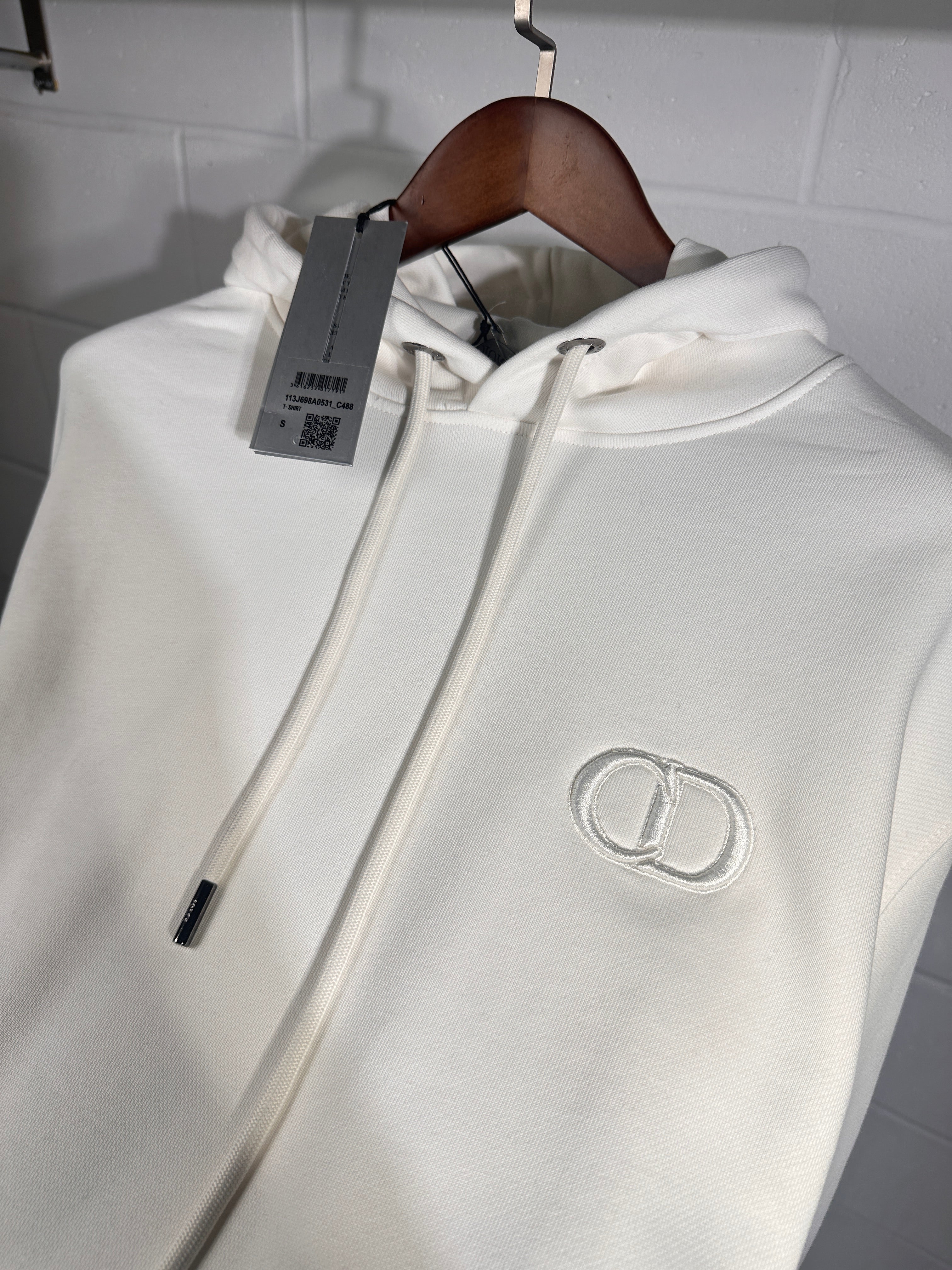 Sweat à capuche Dior CD blanc