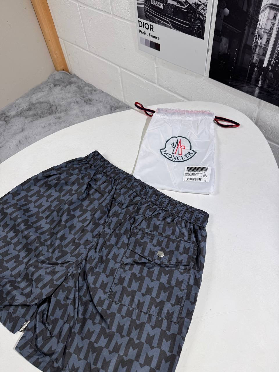 MNCLR MONOGRAM PRINT SWIM SHORTS BLACK