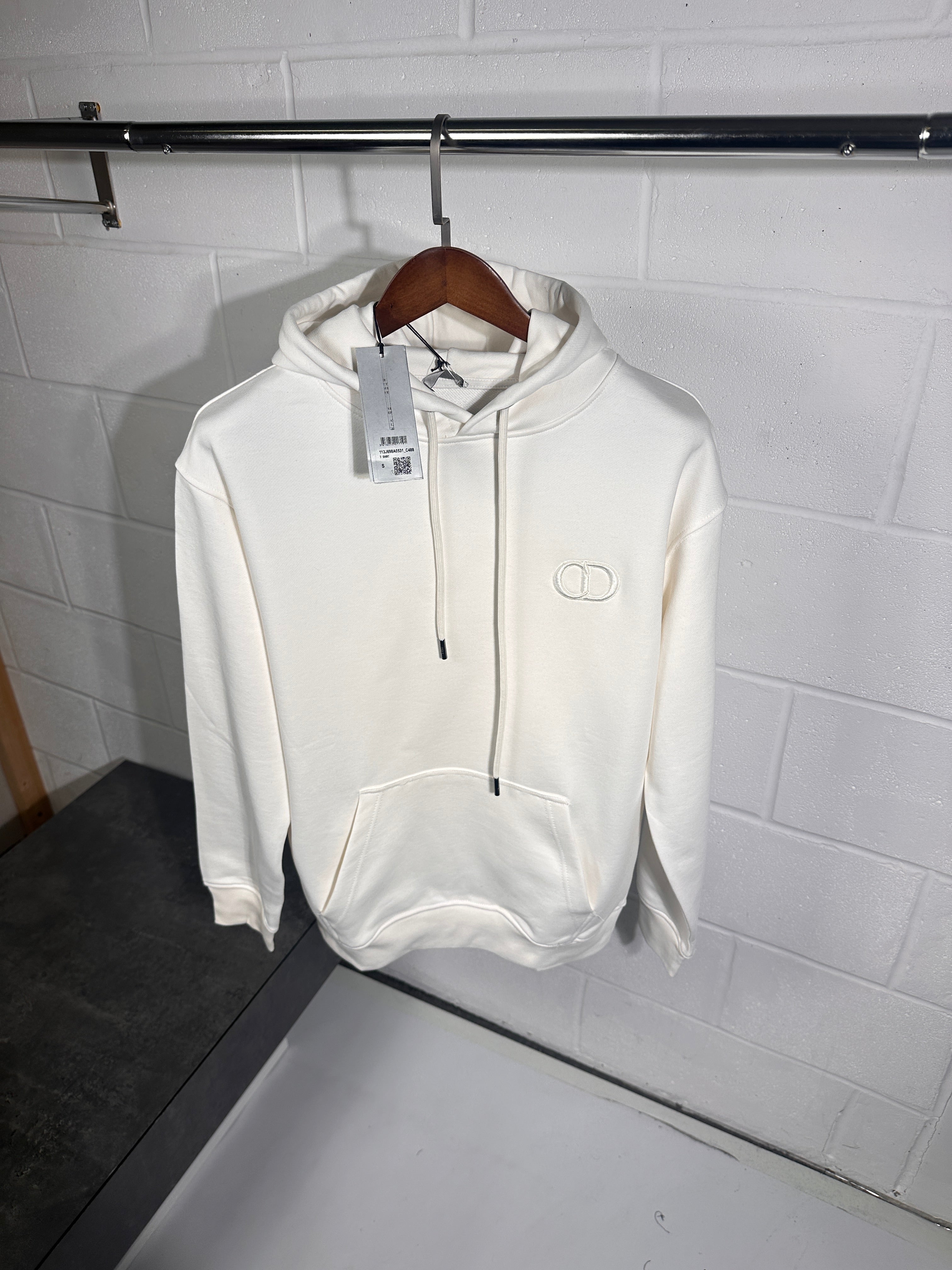 Sweat à capuche Dior CD blanc