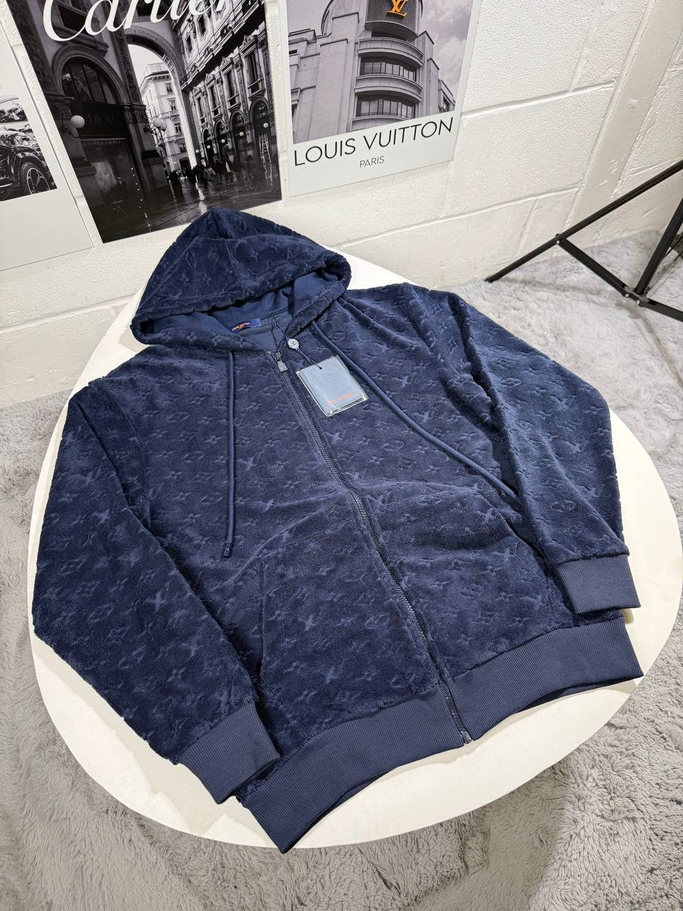 LVE KNITTED HOODIE NAVY