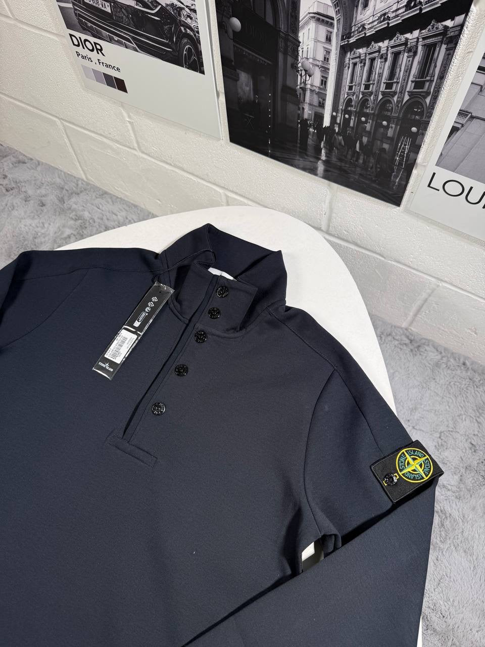 SI BUTTON COLLOR SWEATSHIRT NAVY