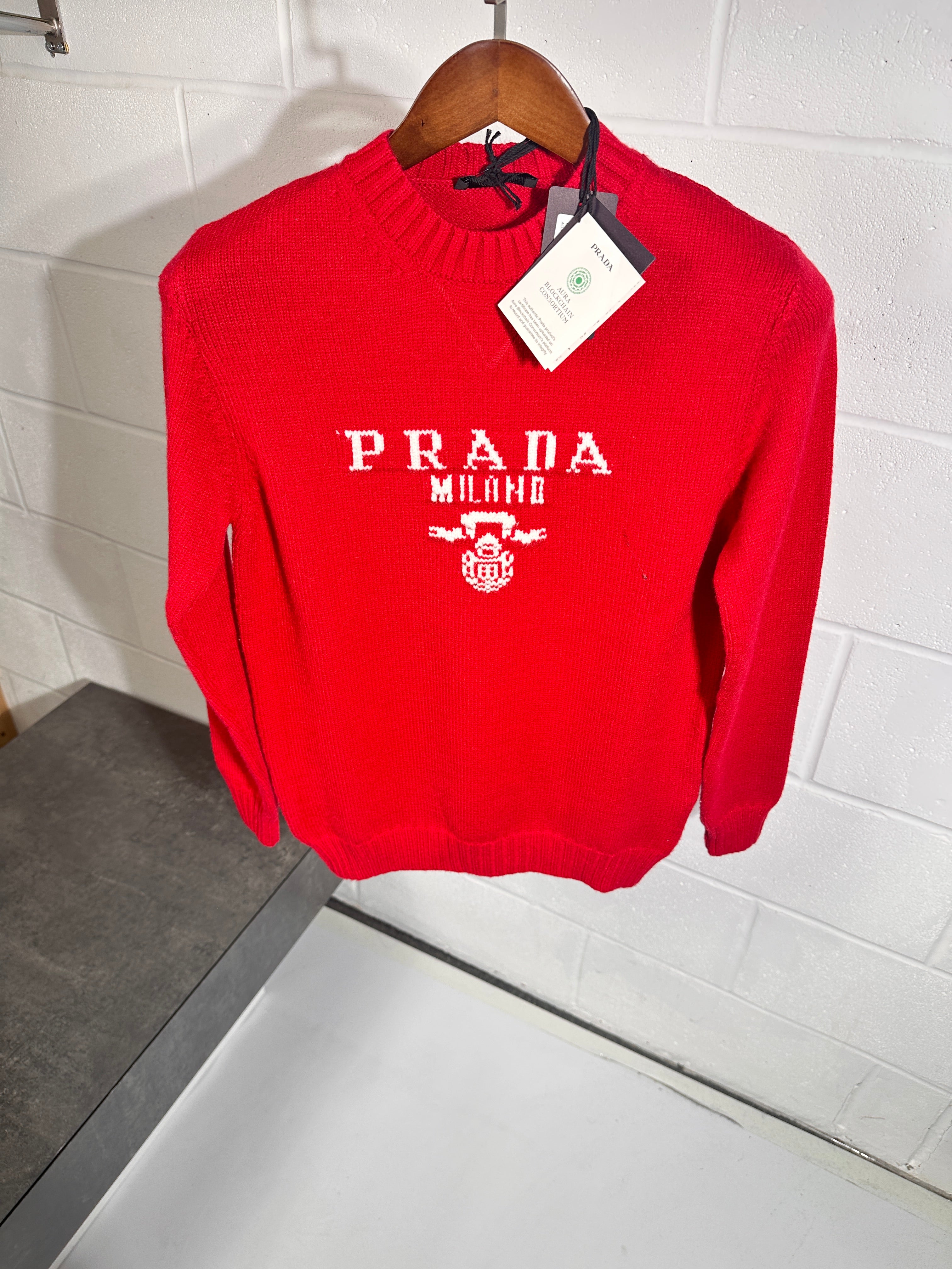 Pull en maille Prada Rouge