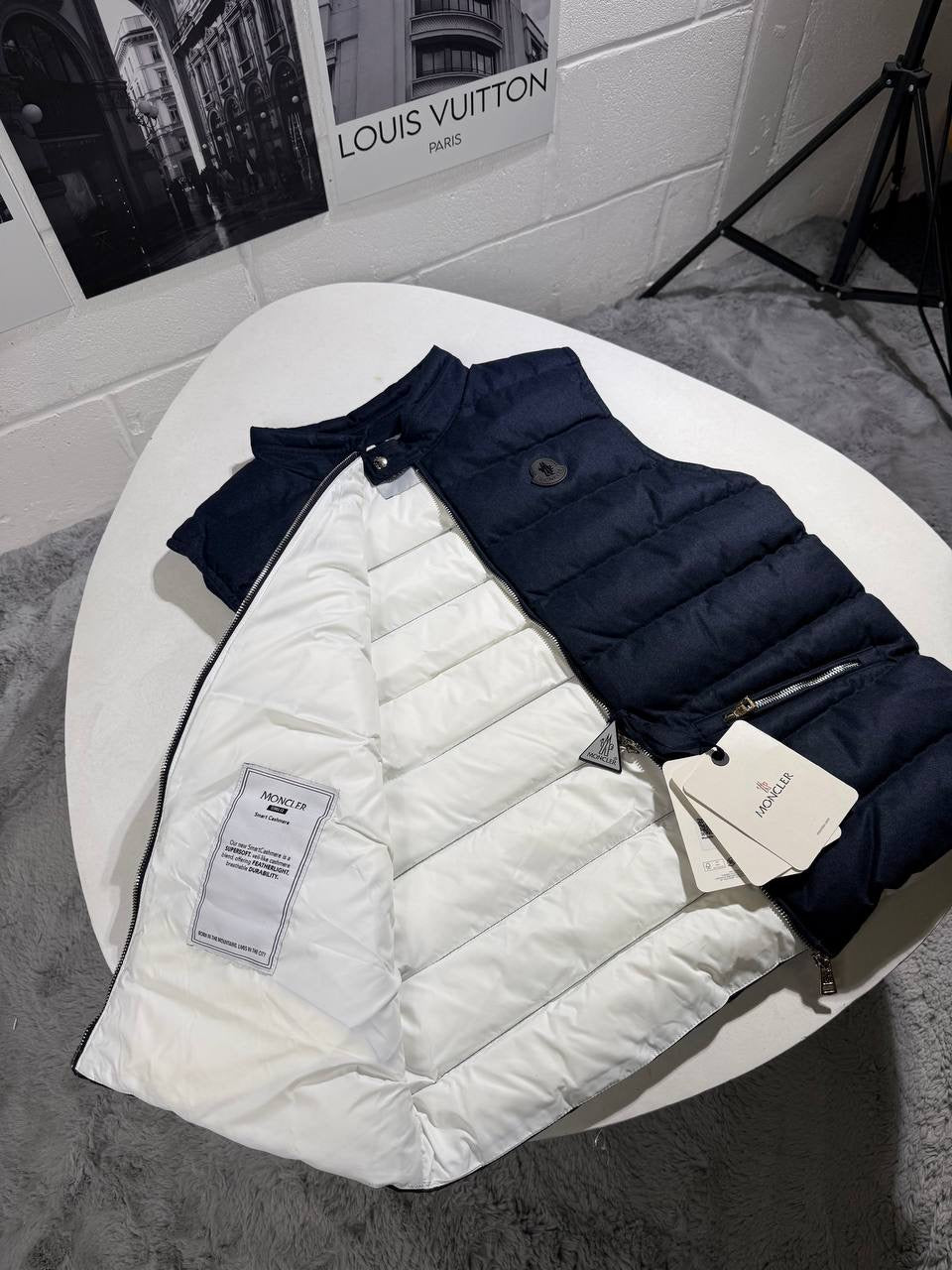 MNCLR CASHMERE DOWN GILLET NAVY