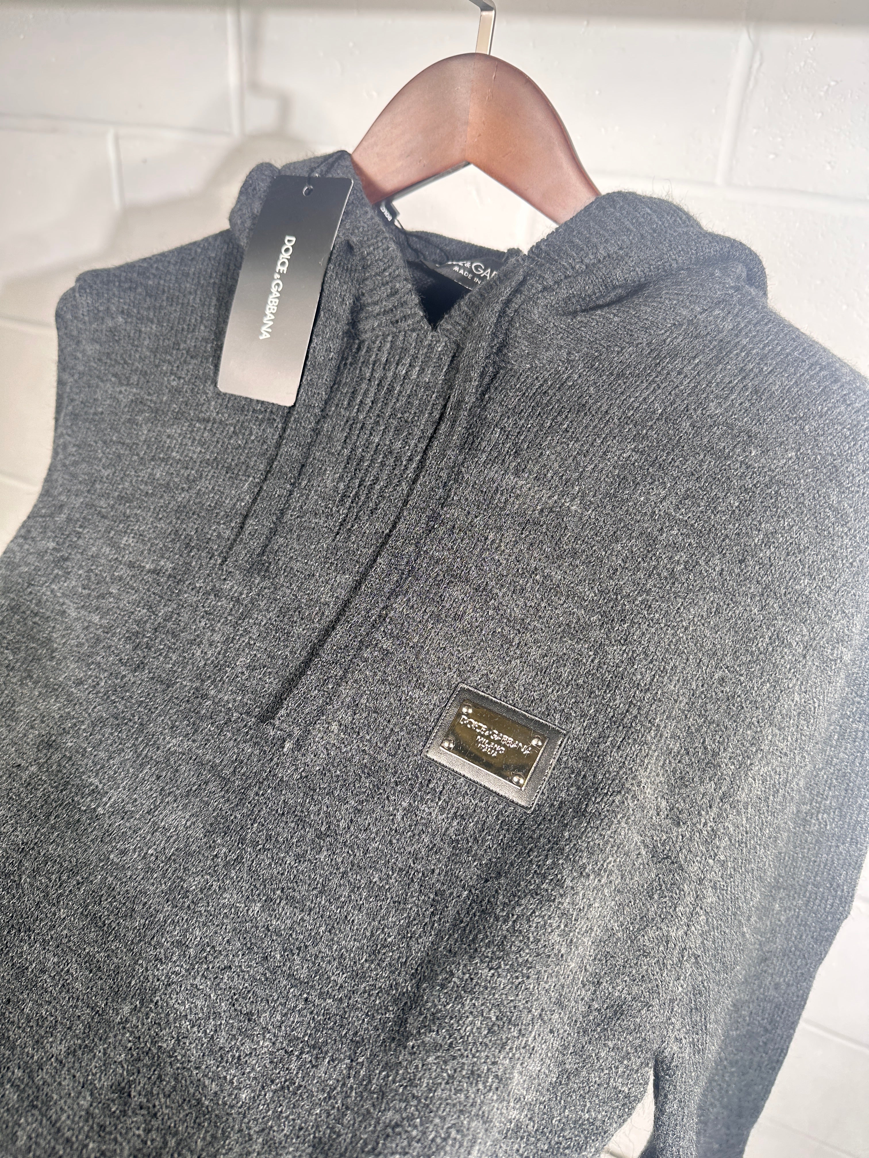 Sweat à capuche gris en maille D & G