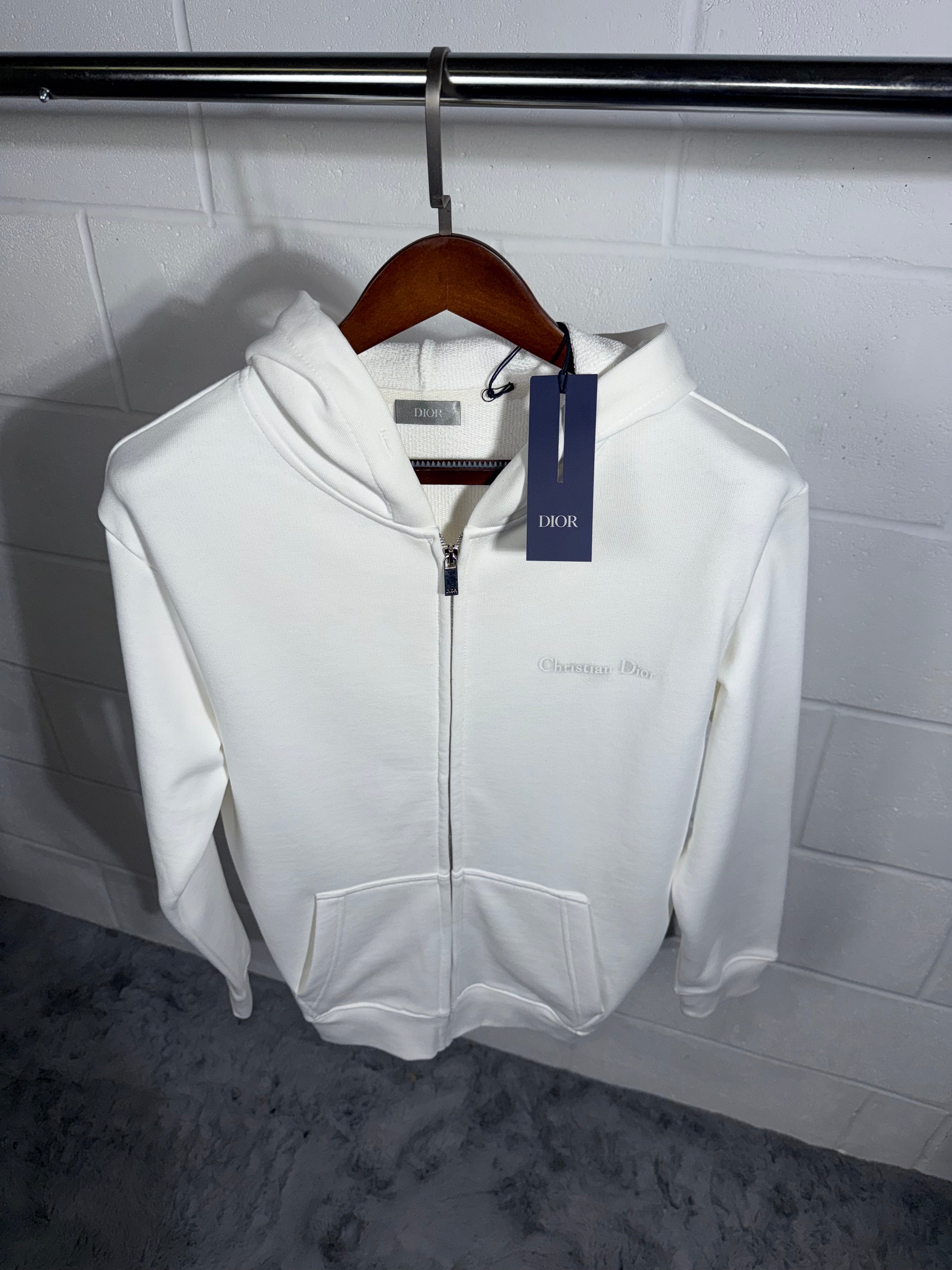 Sweat à capuche zippé CD blanc
