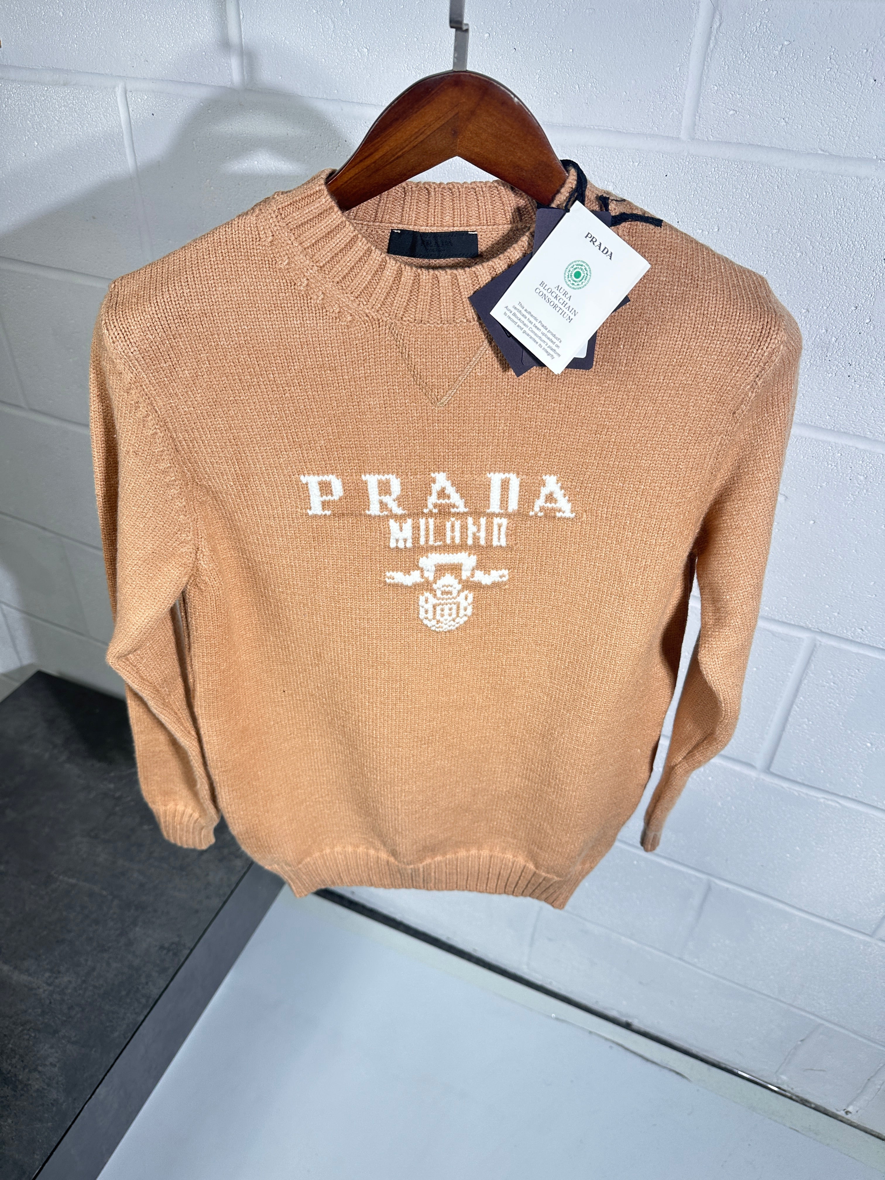 Pull en maille beige Prada