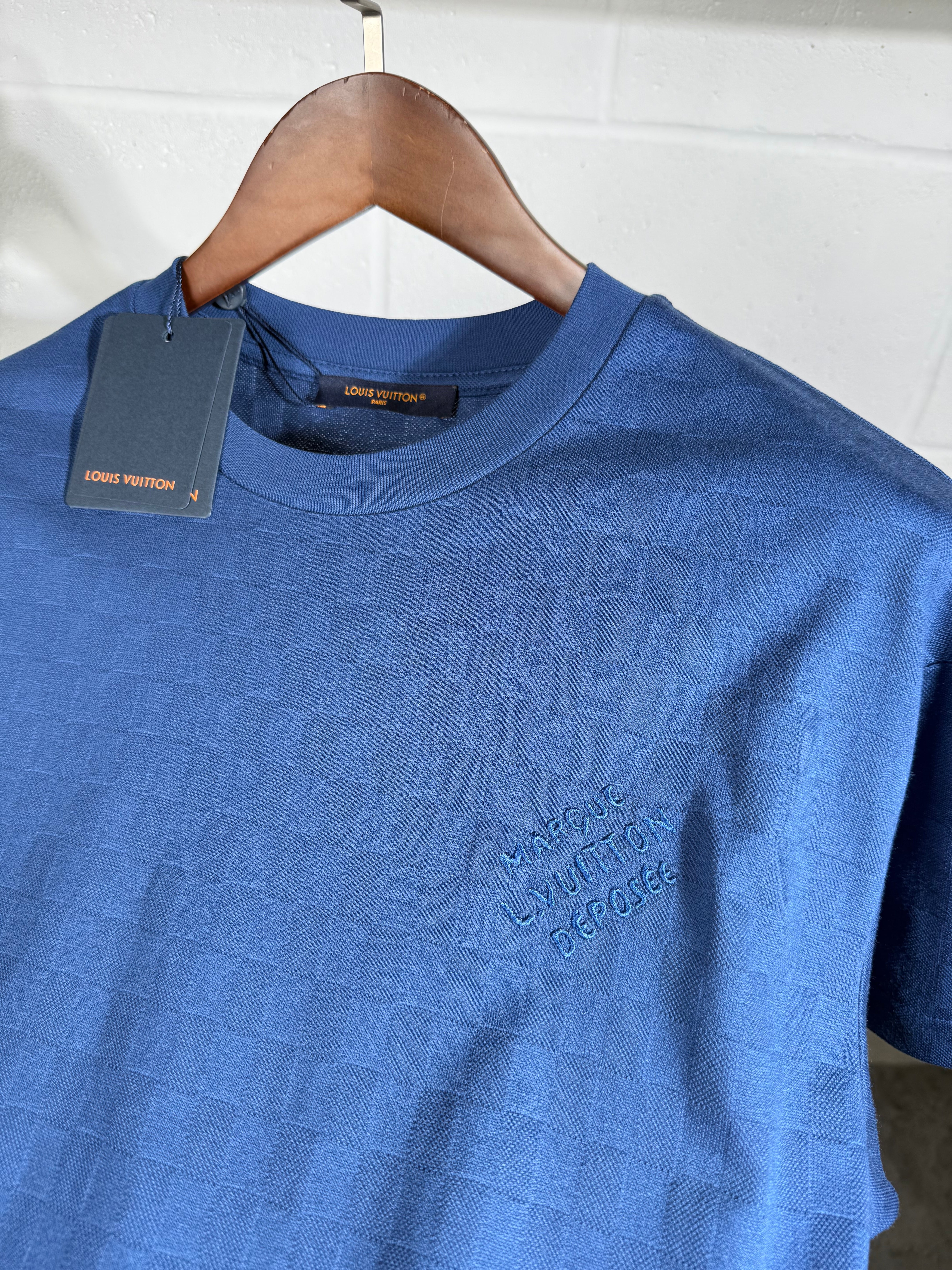 LVE DAMIER FRENCH TERRY NAVY T SHIRT