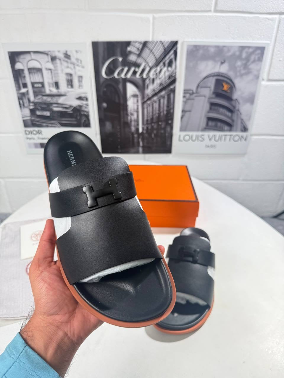 HRMS SANDALS BLACK LEATHER